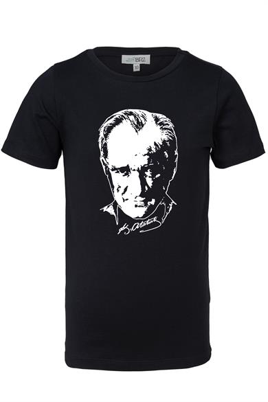 BRZ Kids Unisex Çocuk Mustafa Kemal Atatürk T-shirt Siyah