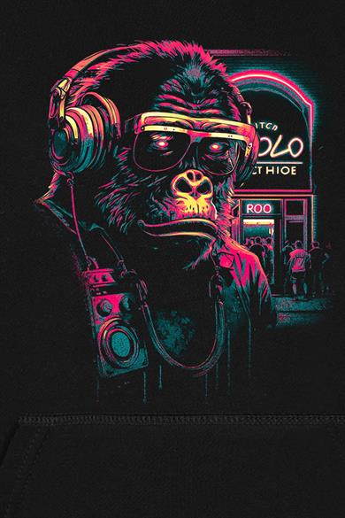 BRZ Kids Unisex Çocuk Neon Gorilla Hoodie