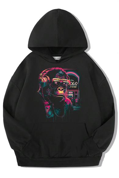 BRZ Kids Unisex Çocuk Neon Gorilla Hoodie