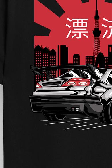 BRZ Kids Unisex Çocuk Oversize Japanese City Sport Car T-shirt