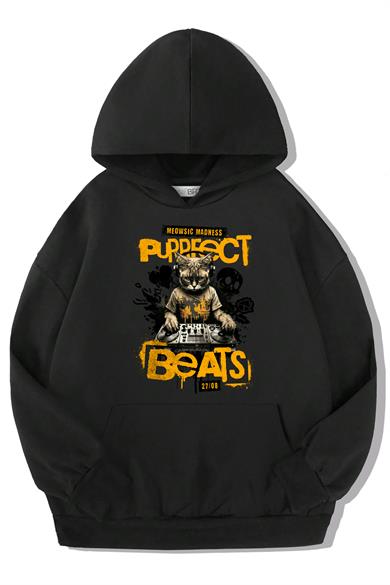 BRZ Kids Unisex Çocuk Purrfect Beats Hoodie