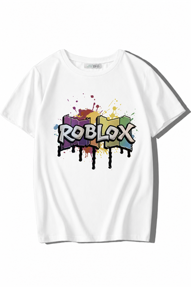 BRZ Kids Unisex Çocuk Roblox T-shirt Beyaz