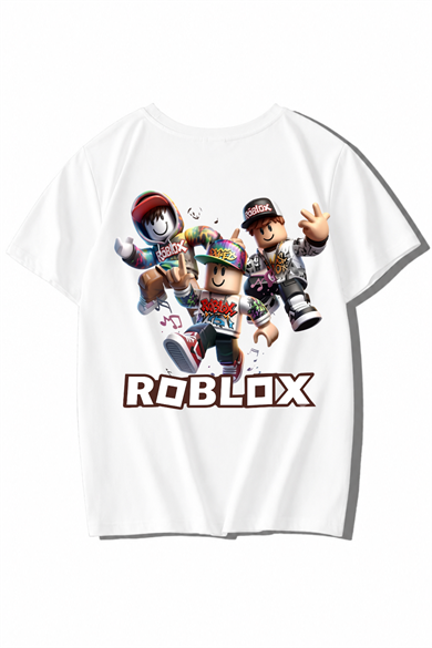 BRZ Kids Unisex Çocuk Roblox T-shirt Beyaz