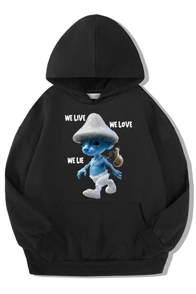 BRZ Kids Unisex Çocuk Smurf Cat We Live We Love We Lie Hoodie