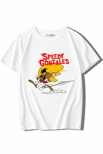 BRZ Kids Unisex Çocuk Speedy Gonzales T-shirt Beyaz
