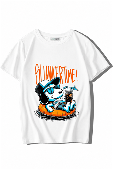 BRZ Kids Unisex Çocuk Summertime T-shirt Beyaz