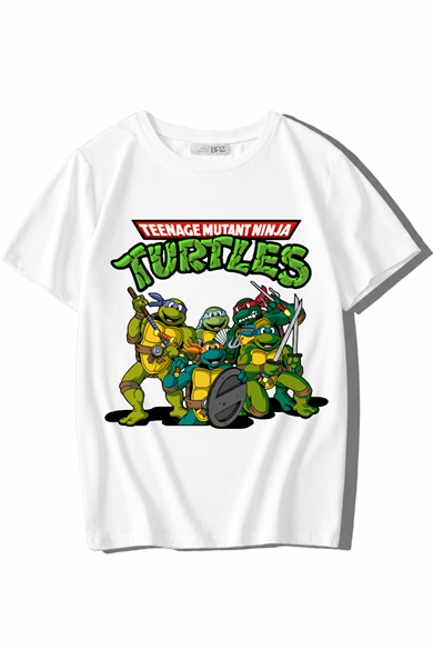 BRZ Kids Unisex Çocuk Teenage Mutant Ninja Turtles - Ninja Kaplumbağalar T-shirt Beyaz