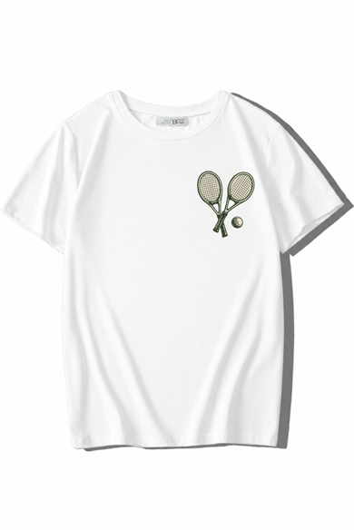 BRZ Kids Unisex Çocuk Tennis Club T-shirt Beyaz