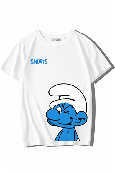 BRZ Kids Unisex Çocuk The Smurfs (Şirinler) T-shirt Beyaz