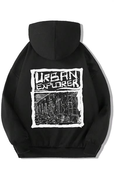 BRZ Kids Unisex Çocuk Urban Explorer Arka Baskılı Hoodie