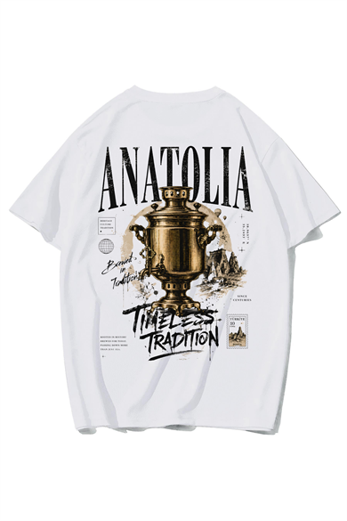 Unisex Oversize Timeless Tradition Semaver T-shirt (BEYAZ)