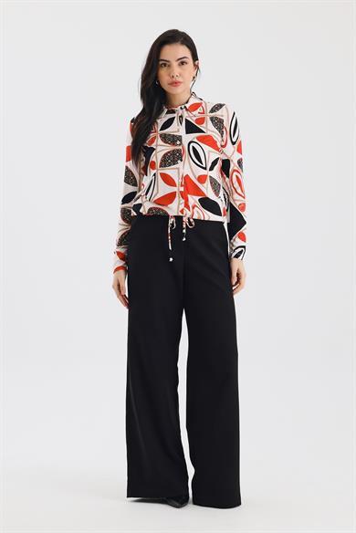 Zoso Fashion Desenli Kadın Gömlek Kiremit