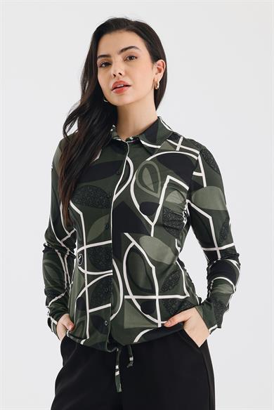 Zoso Fashion Desenli Kadın Gömlek Siyah
