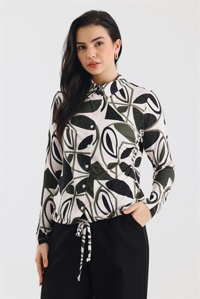 Zoso Fashion Kadın Desenli Gömlek Yeşil