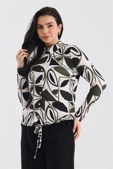 Zoso Fashion Kadın Desenli Gömlek Yeşil