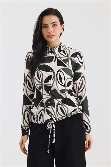 Zoso Fashion Kadın Desenli Gömlek Yeşil