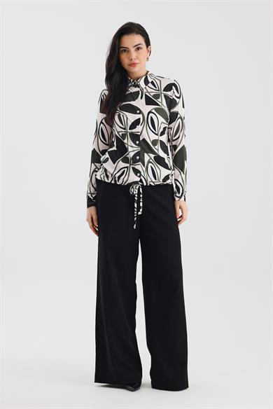 Zoso Fashion Kadın Desenli Gömlek Yeşil