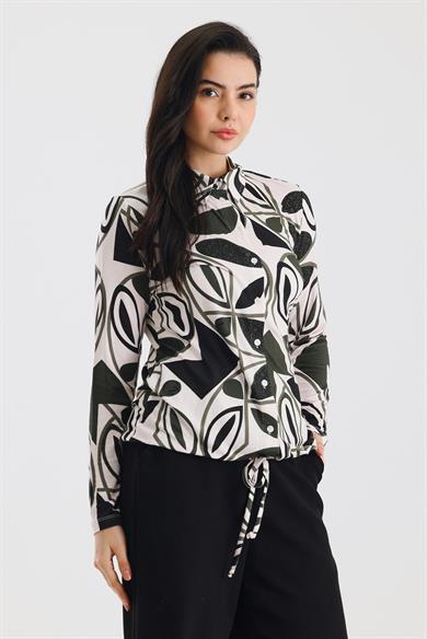 Zoso Fashion Kadın Desenli Gömlek Yeşil