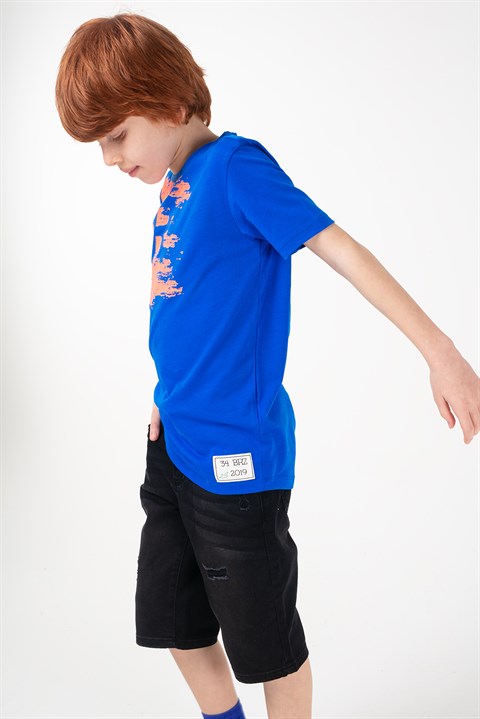 BRZ Kids Neon Baskılı Erkek Çocuk Kısa Kollu T-shirt