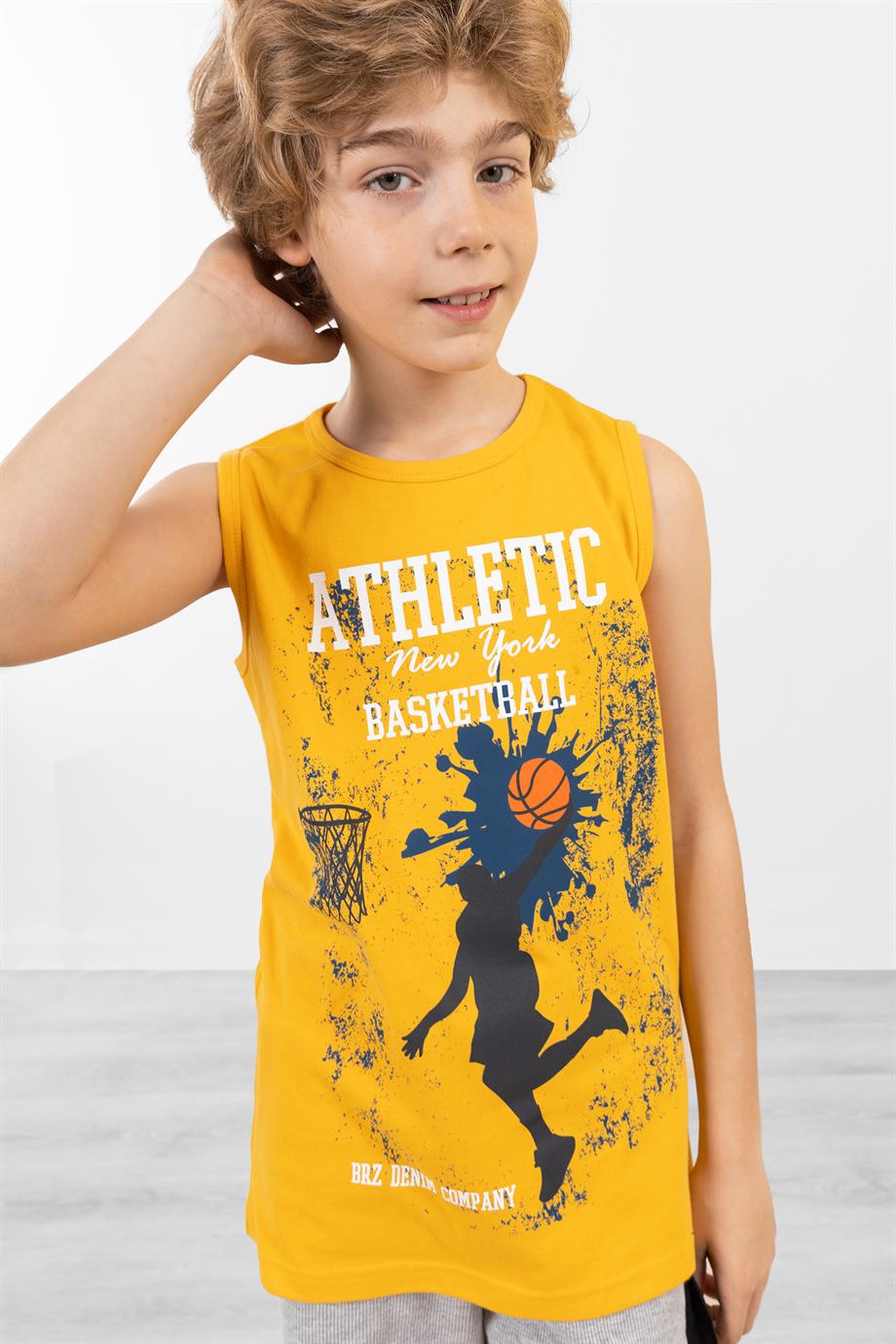 BRZ Kids Basketbol Baskılı Erkek Çocuk Sıfır Kol T-shirt