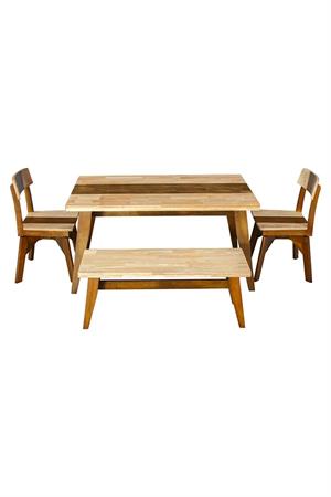 Ahşap Mutfak Masa & Bench & 2 Sandalye Takımı
