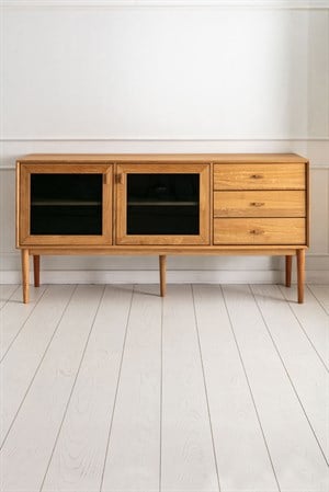 Aries Meşe Camlı Ahşap Konsol