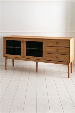 Aries Meşe Camlı Ahşap Konsol