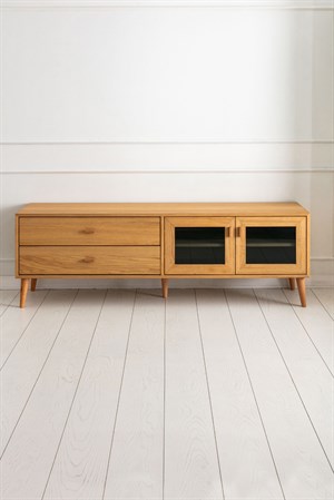 Aries Meşe Camlı Ahşap Tv Ünitesi