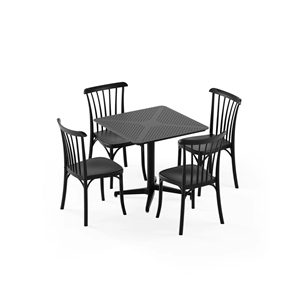Bahçe, Balkon Takımı (Moon Katlanır Masa 80X80 cm + 4 Gozo Sandalye) Dış Mekan, Kafe, Restoran