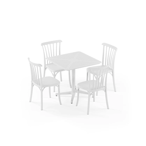 Bahçe, Balkon Takımı (Moon Katlanır Masa 80X80 cm + 4 Gozo Sandalye) Dış Mekan, Kafe, Restoran