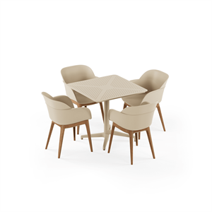 Balkon Takımı (Moon Katlanır Masa 80X80 cm + Shell-WP Kollu Sandalye)