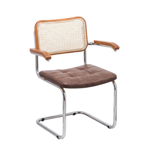 Cesca Çektirmeli Deri Kollu Sandalye - Ceviz