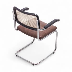 Cesca Çektirmeli Deri Kollu Sandalye - Siyah