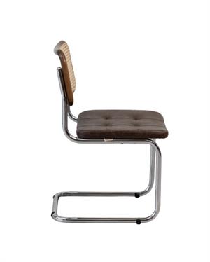 Cesca Çektirmeli Deri Minderli Sandalye - Koyu Ceviz