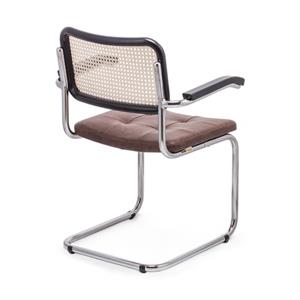 Cesca Çektirmeli Deri Kollu Sandalye - Siyah