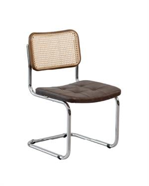 Kastra Cesca Çektirmeli Deri Minderli Sandalye - Koyu Ceviz 