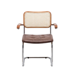 Cesca Çektirmeli Deri Kollu Sandalye - Ceviz