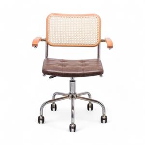 Cesca Çektirmeli Deri Kollu Çalışma Sandalyesi - Naturel