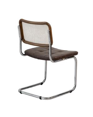 Cesca Çektirmeli Deri Minderli Sandalye - Koyu Ceviz