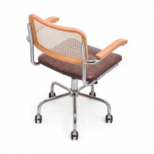 Cesca Çektirmeli Deri Kollu Çalışma Sandalyesi - Naturel