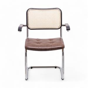 Cesca Çektirmeli Deri Kollu Sandalye - Siyah