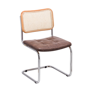 Kastra Cesca Çektirmeli Deri Minderli Sandalye - Naturel 