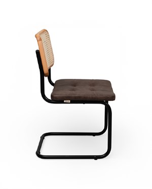 Cesca Çektirmeli Deri Siyah Ayaklı Sandalye - Naturel