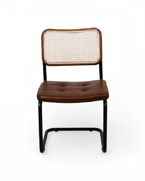 Cesca Çektirmeli Deri Siyah Ayaklı Sandalye - Koyu Ceviz