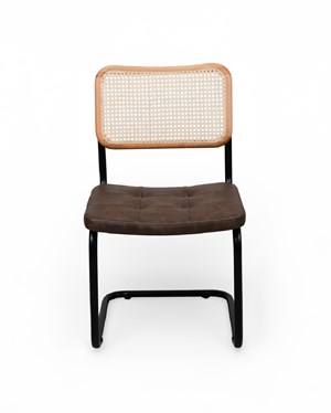 Cesca Çektirmeli Deri Siyah Ayaklı Sandalye - Naturel