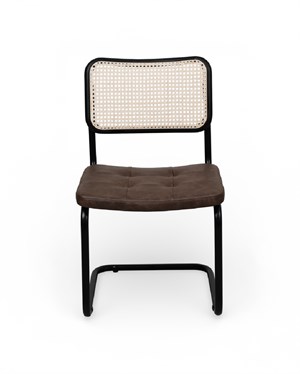 Cesca Çektirmeli Deri Siyah Ayaklı Sandalye - Siyah