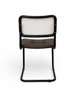 Cesca Çektirmeli Deri Siyah Ayaklı Sandalye - Siyah