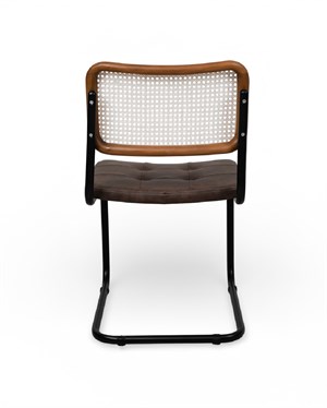 Cesca Çektirmeli Deri Siyah Ayaklı Sandalye - Ceviz