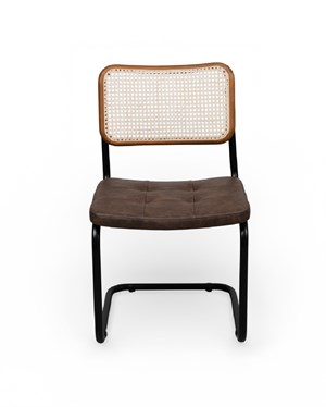 Cesca Çektirmeli Deri Siyah Ayaklı Sandalye - Ceviz