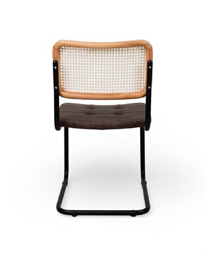 Cesca Çektirmeli Deri Siyah Ayaklı Sandalye - Naturel